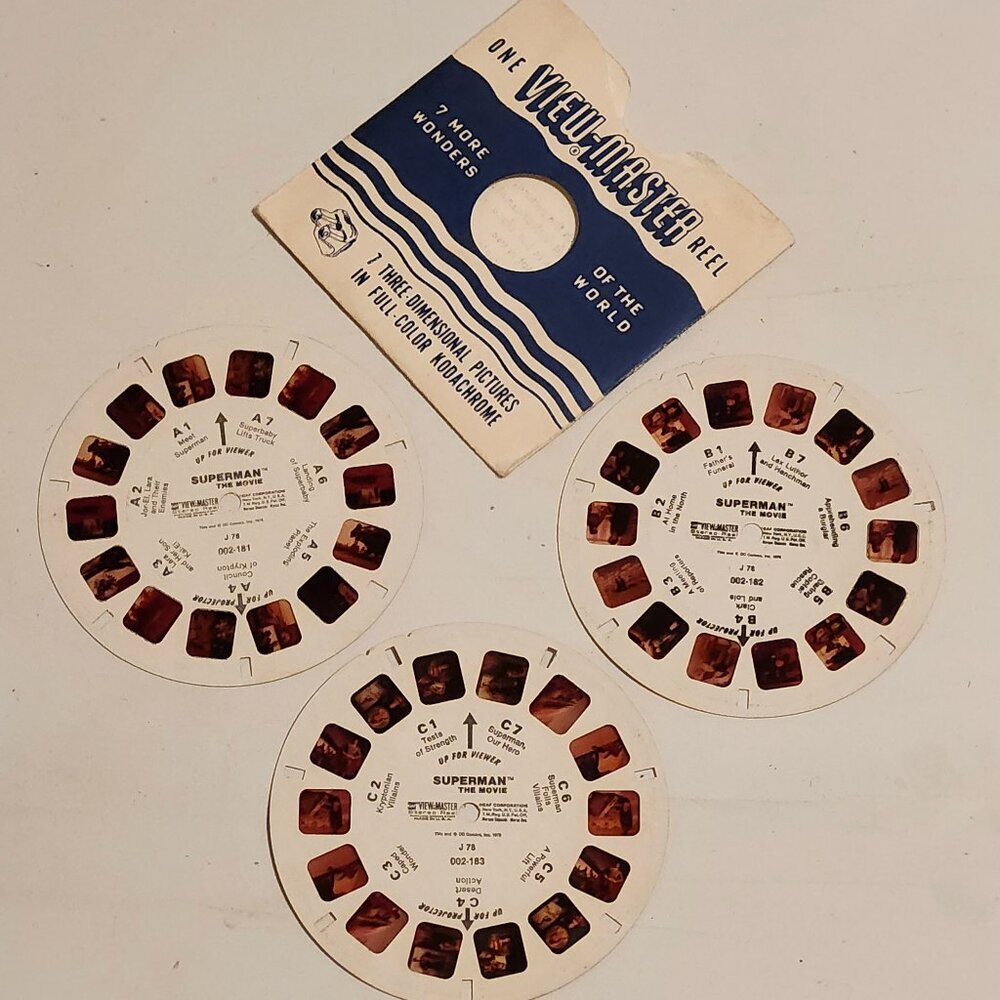 VINTAGE SUPERMAN the Movie View Master Reel Lot of 3 1979